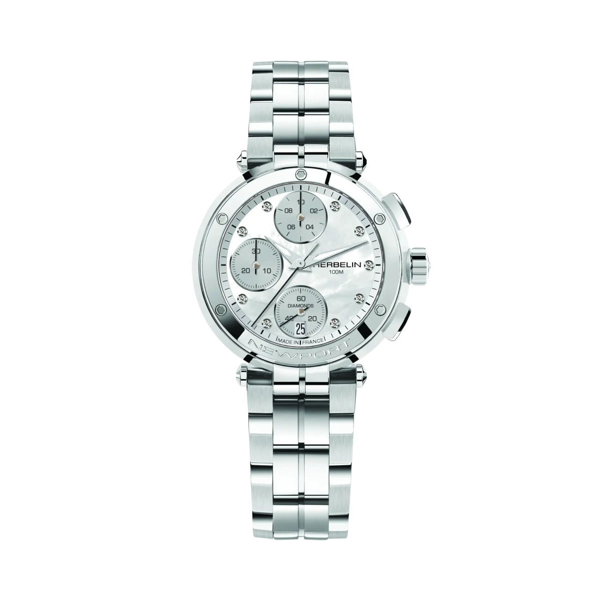NEWPORT – CHRONOGRAPHE LADY – ACIER & DIAMANTS
