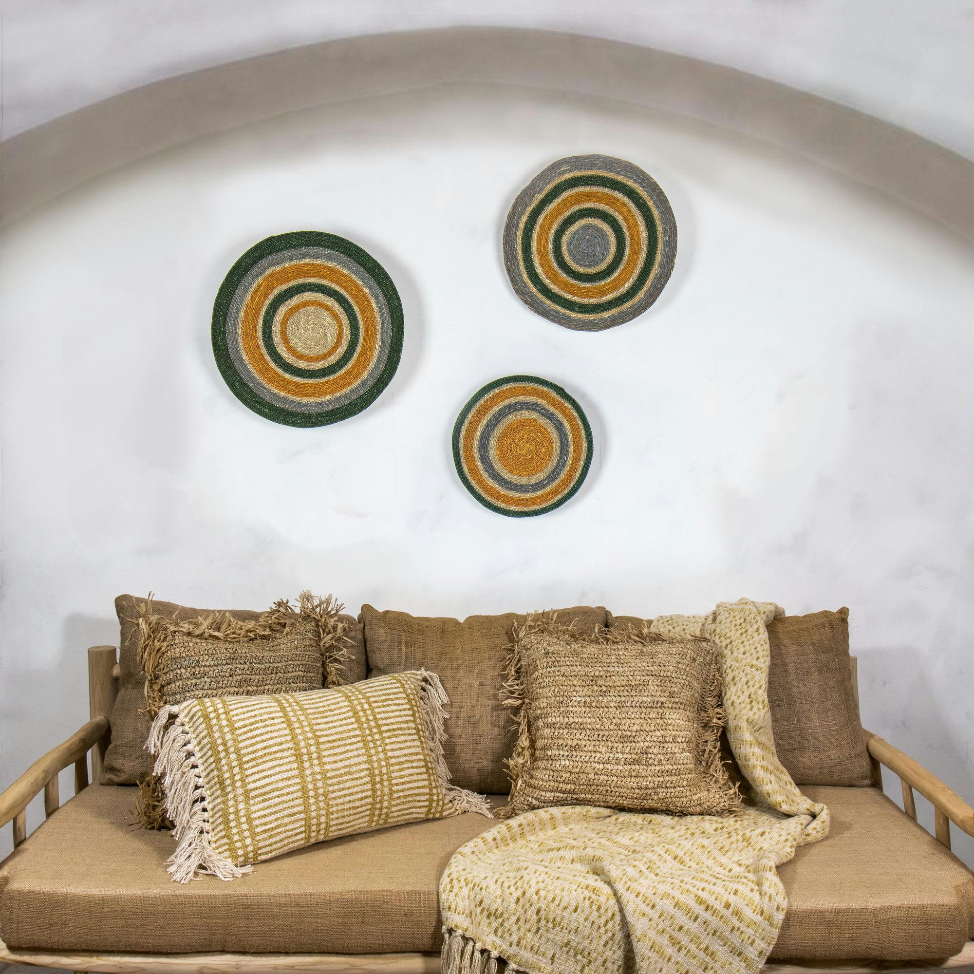 MASSAI - Lot de 3 décorations murales en jonc de mer