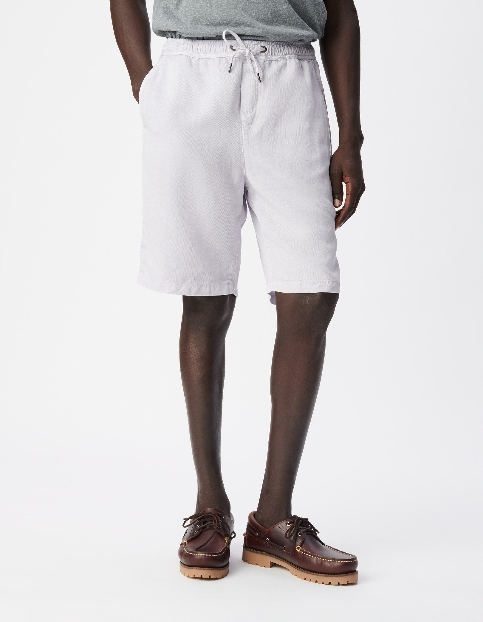 Bermuda beige Lyocell® et lin Homme