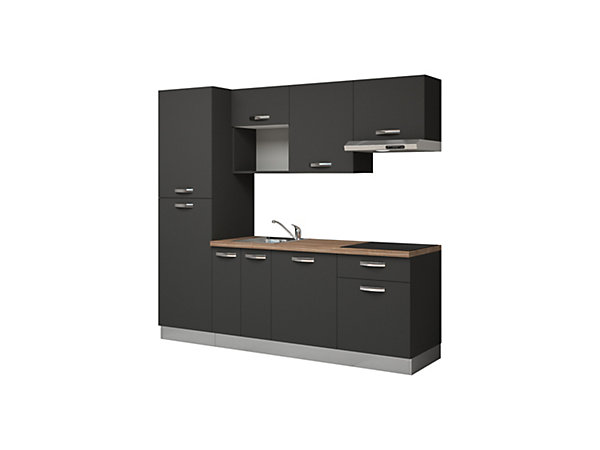 Cuisine complète montée All in Laetitia gris anthracite L. 240 cm avec électroménager