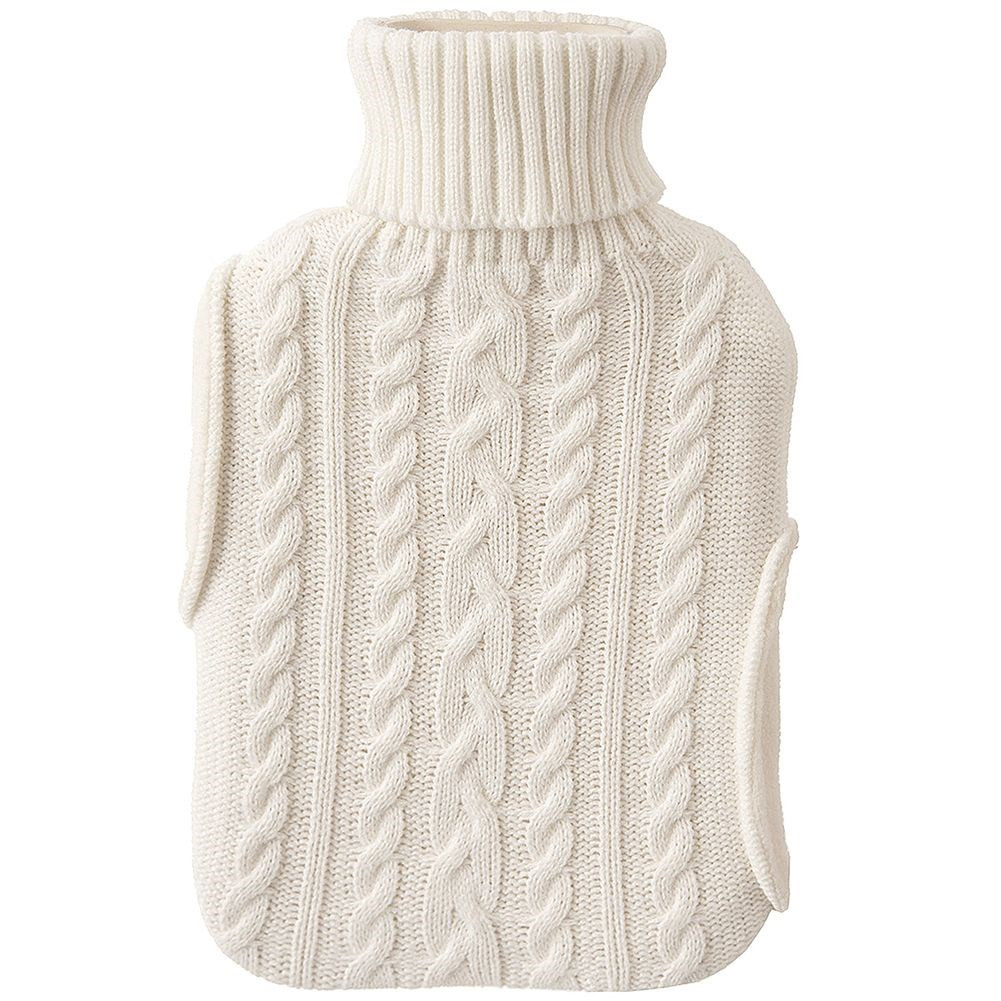 Termofor gumowy w pokrowcu sweterku beżowy 1,6 l 33x20 cm