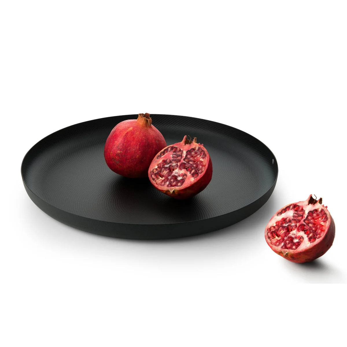 Alessi - Tablett, Ø 35 x H 3 cm, schwarz mit Reliefdekor