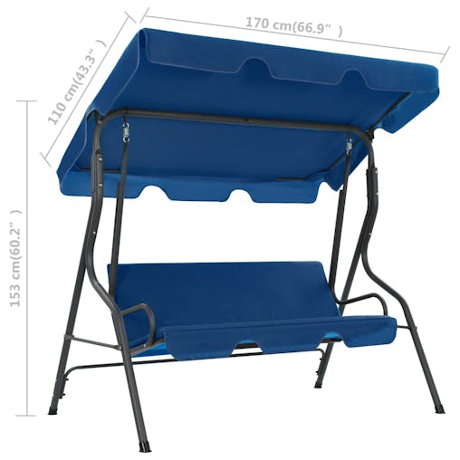 NNEVL Garden Swing Bench Dark Blue 170x110x153 cm Fabric