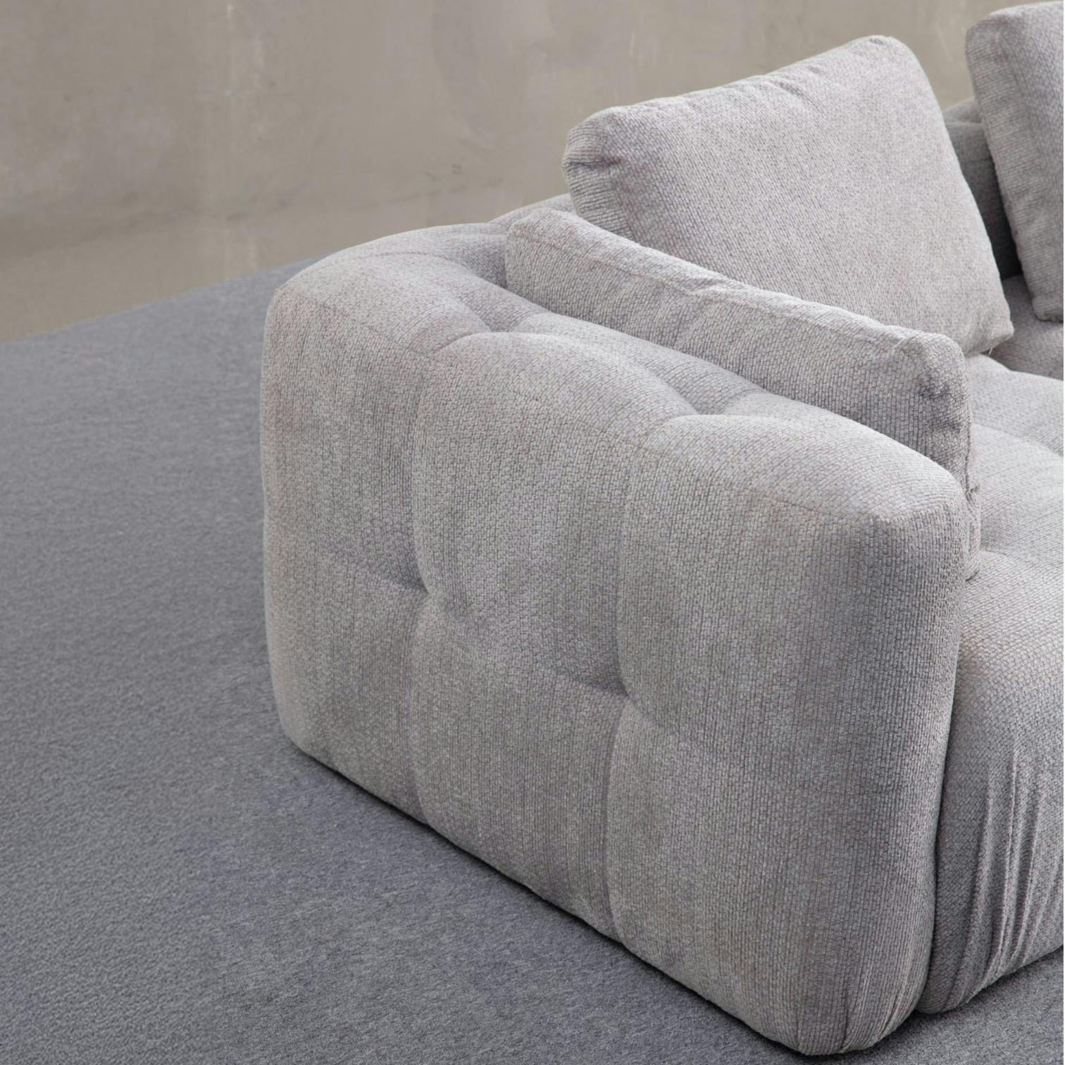 Canapé 2 places modulable gris clair, forme organique BARI