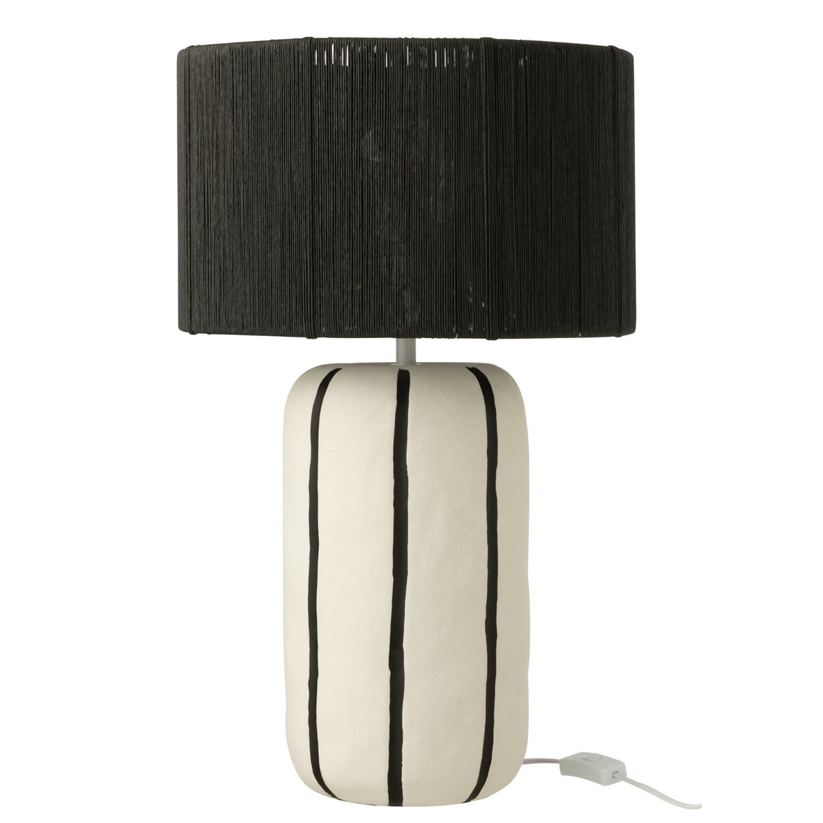 J-Line tafellamp Gestreept - keramiek - zwart/wit - large