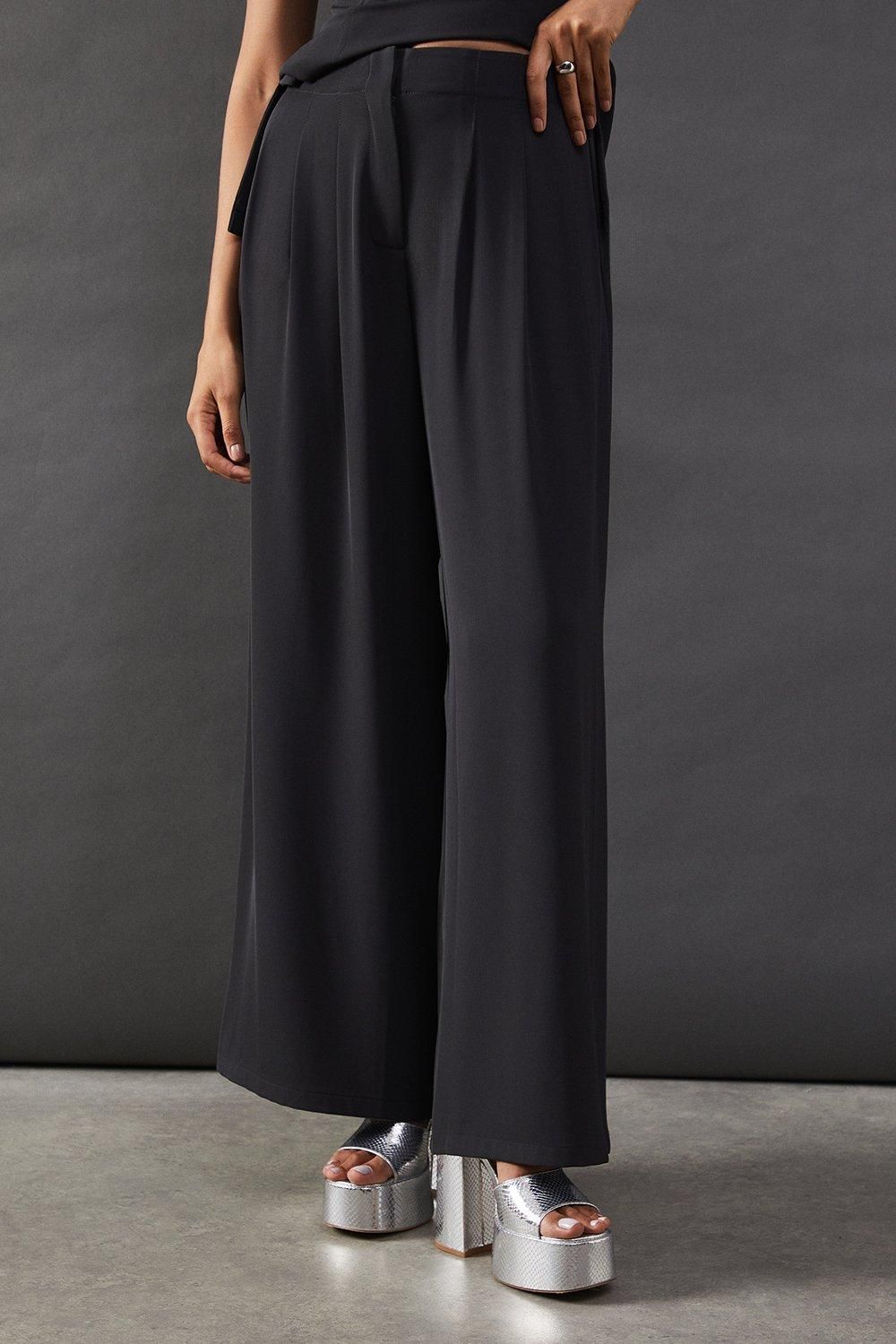 Warehouse Drape Pleat Detail Wide Leg Trouser
