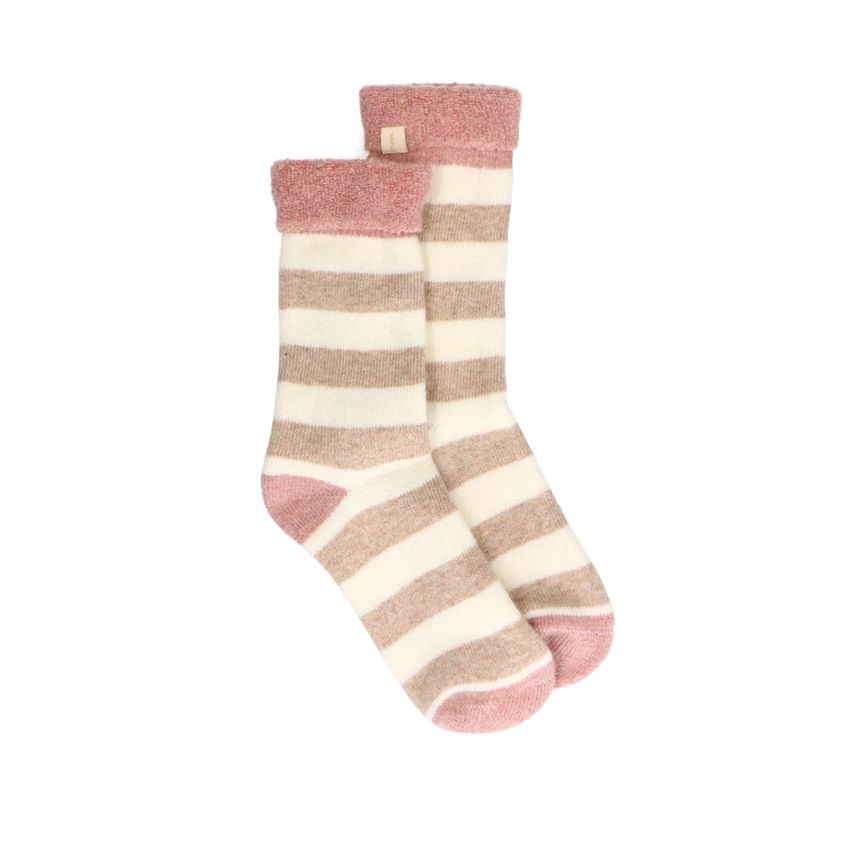 Manfield Roze gestreepte cosy sokken