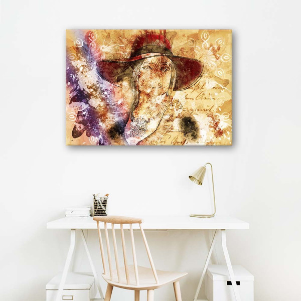 Feeby Obraz na płótnie Kobieta w kapeluszu vintage 60x40