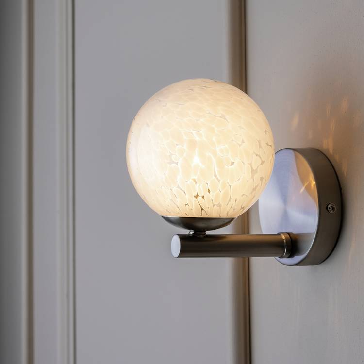 Habitat White Confetti Metal&Glass Wall Light - White & Grey