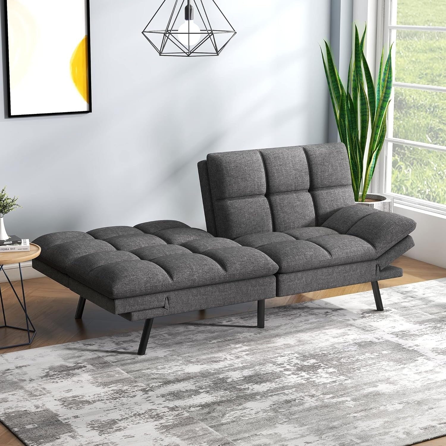 Modern Memory Foam Futon with Adjustable Armrests