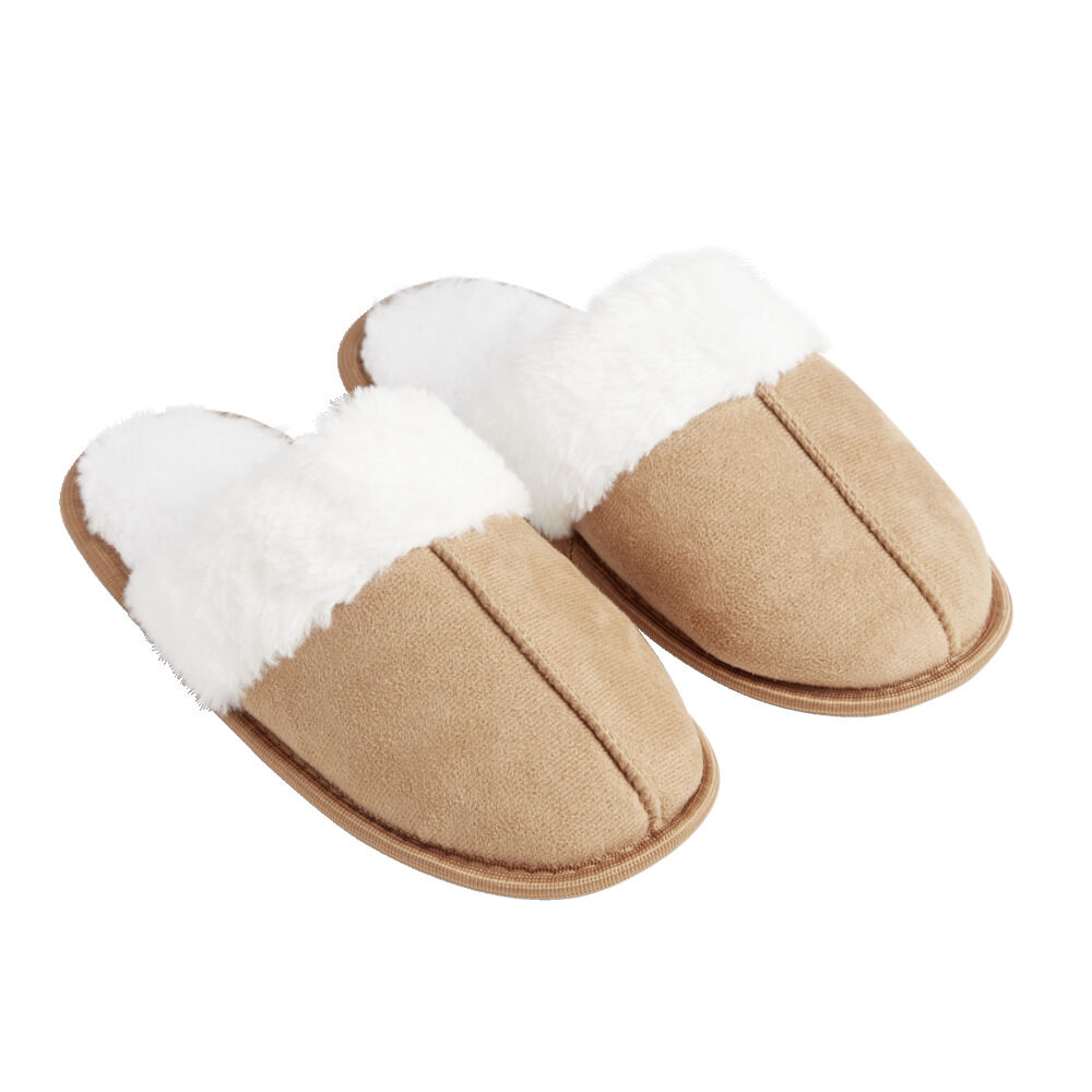 Chaussons mules femme marron fourrées T36/37