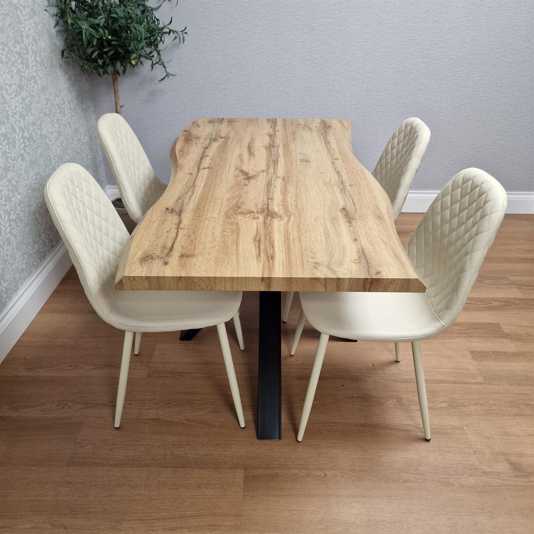 KOSY KOALA Modern Dining Table Set with 4 Cream Chairs Dining Furniture