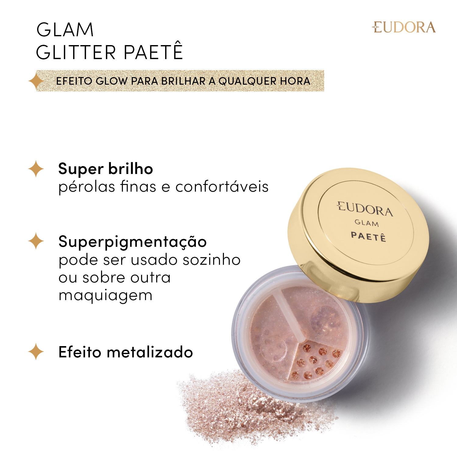 Glitter Multifuncional Rosê Glam Paetê 1g