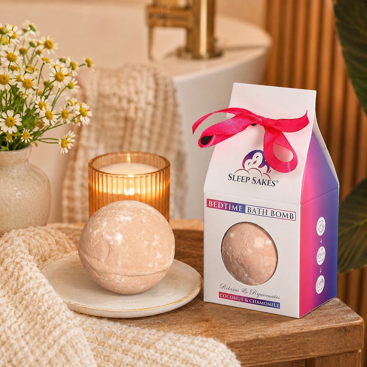 Aromatize Sleep Sakes Bedtime Bath Bomb Coconut & Chamomile 140g