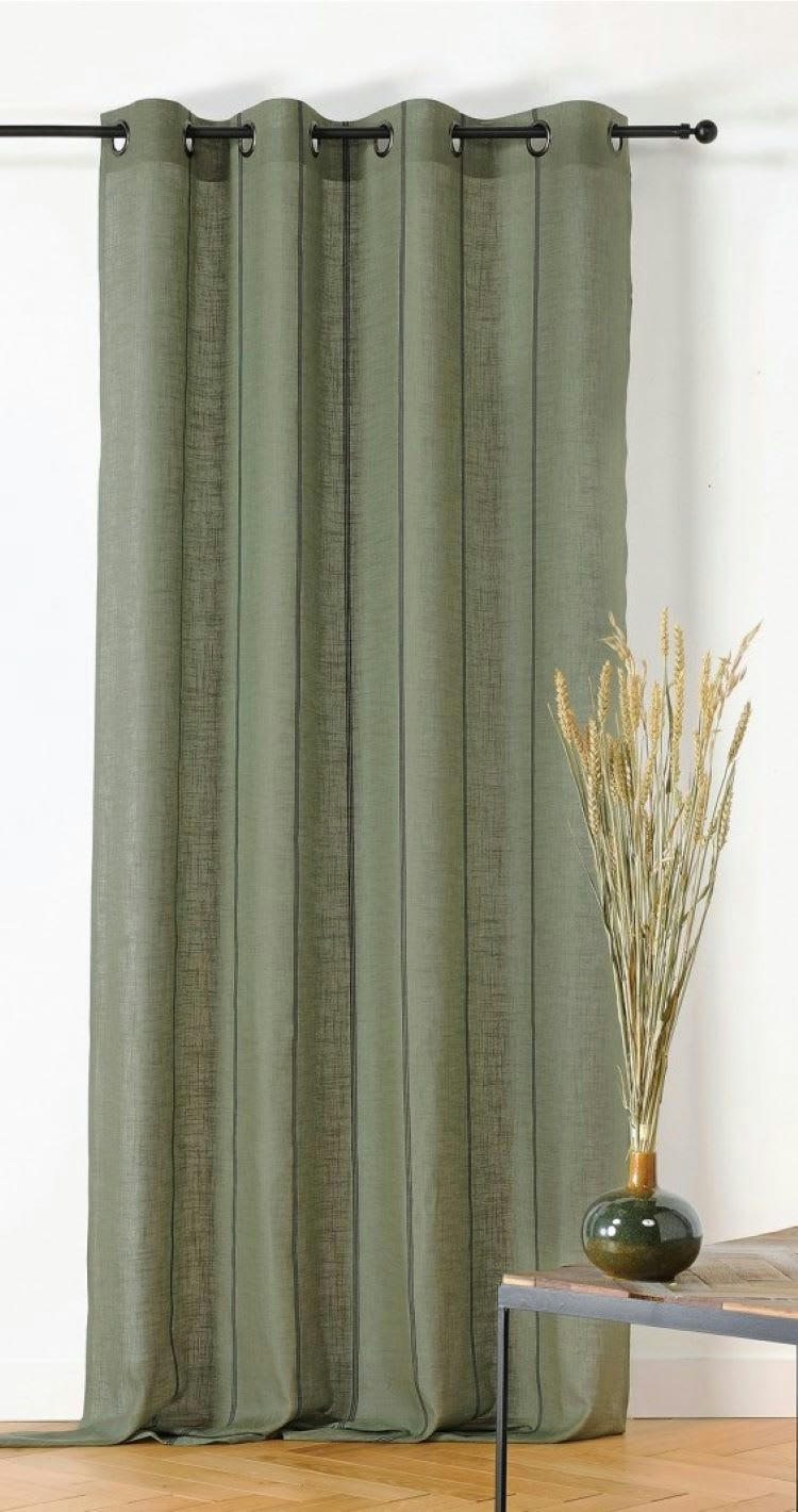 JEANNE - Rideau naturel chic kaki 145x260cm