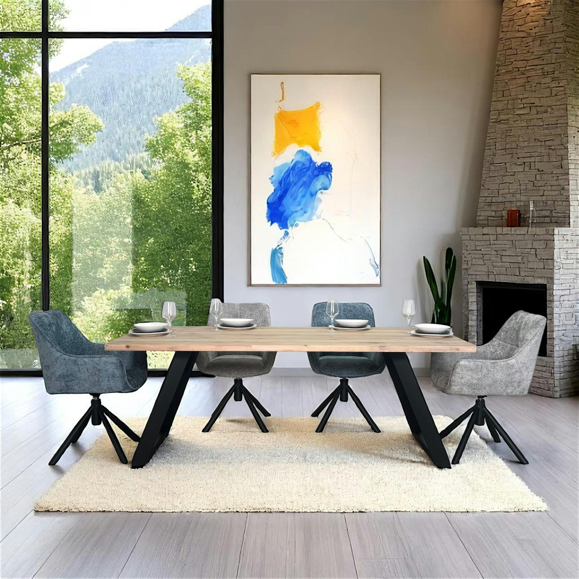 Table à manger extensible bois blanchi 200 cm COSTENTA