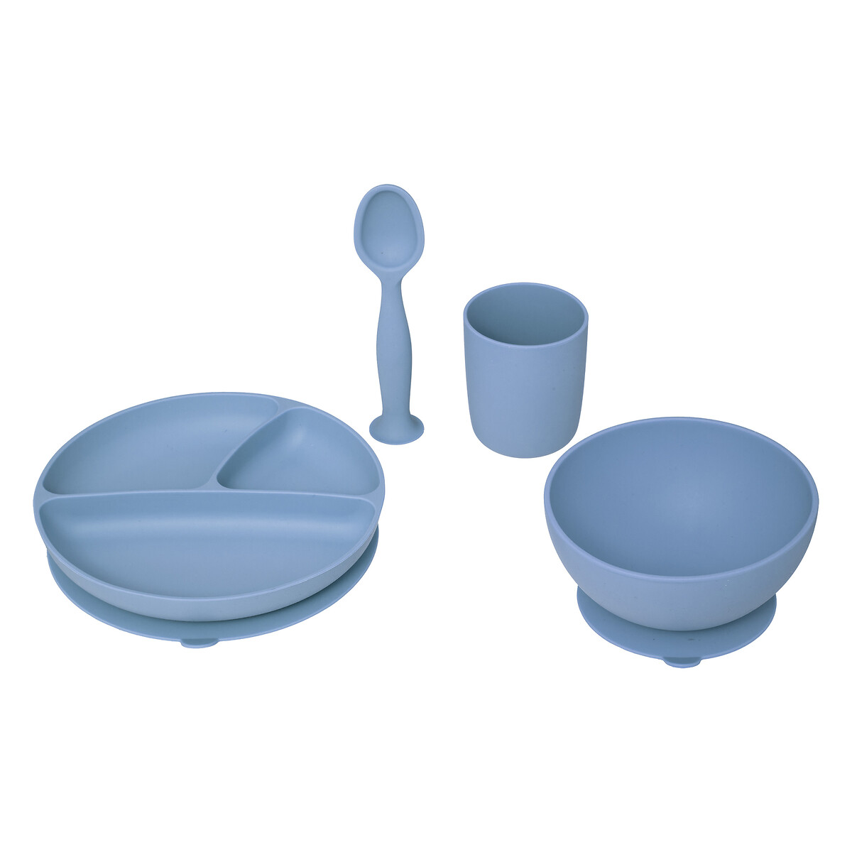 Conjunto De 4 Peças De Refeição Azul Em Silicone