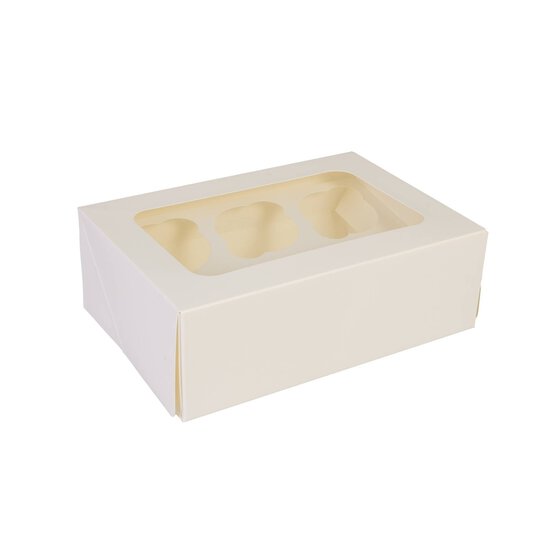 White Cupcake Tray Box 6 Wells