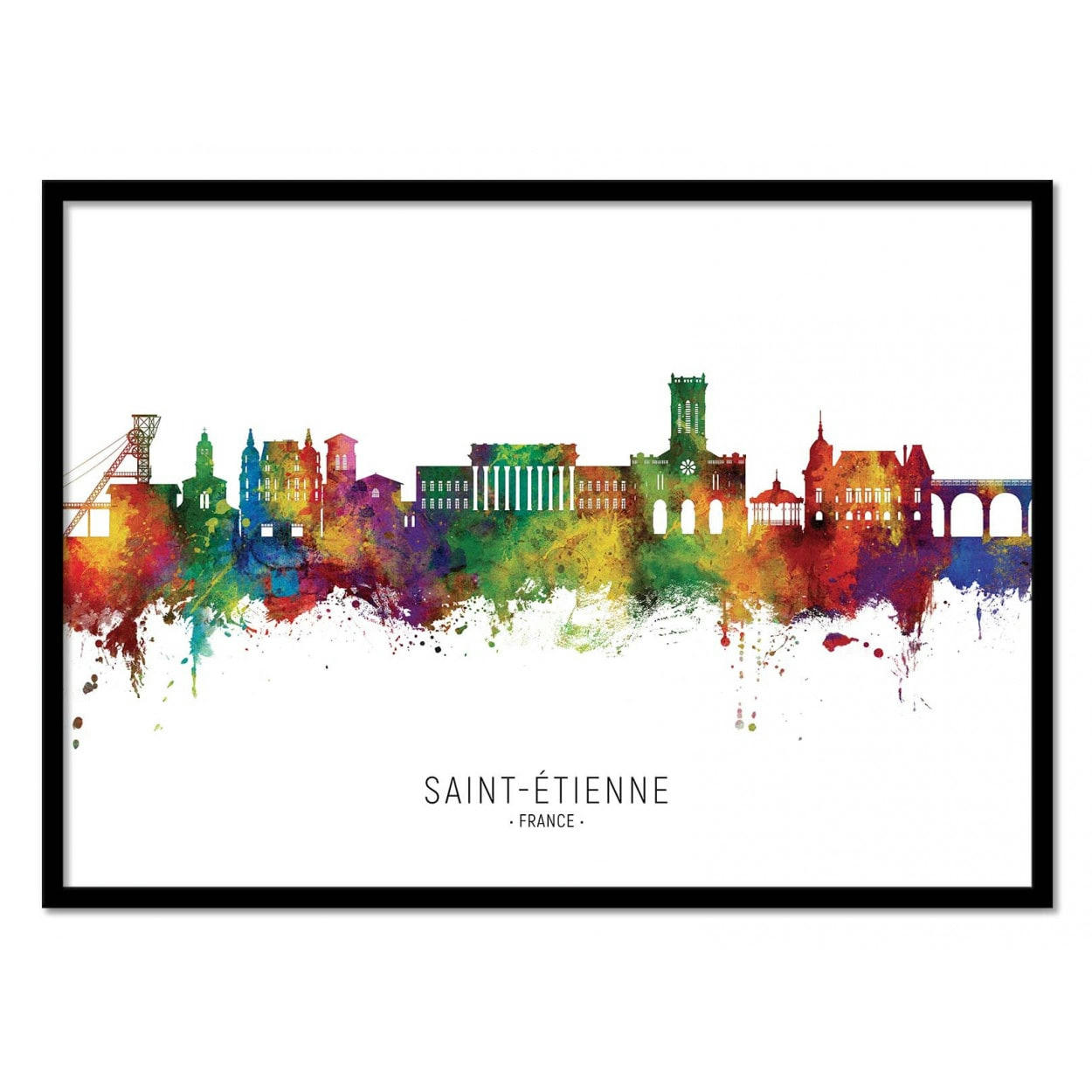 MICHAEL TOMPSETT - SAINT-ETIENNE FRANCE SKYLINE -  Affiche d'art 30 x 40 cm