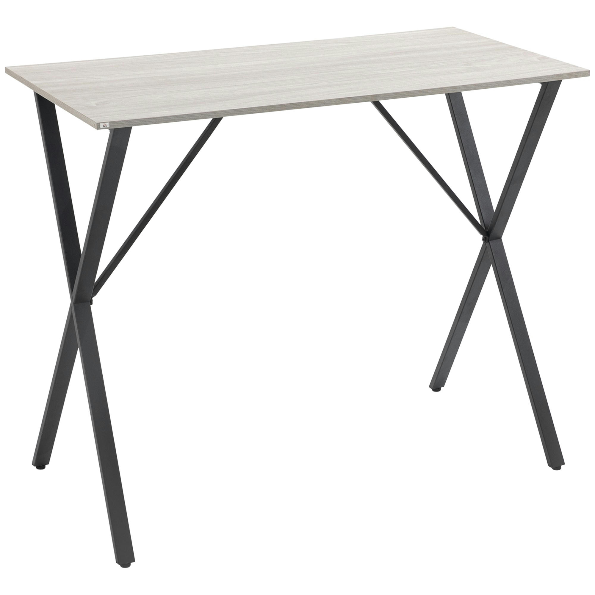 - Table de bar - table haute de cuisine - acier noir aspect bois blanc
