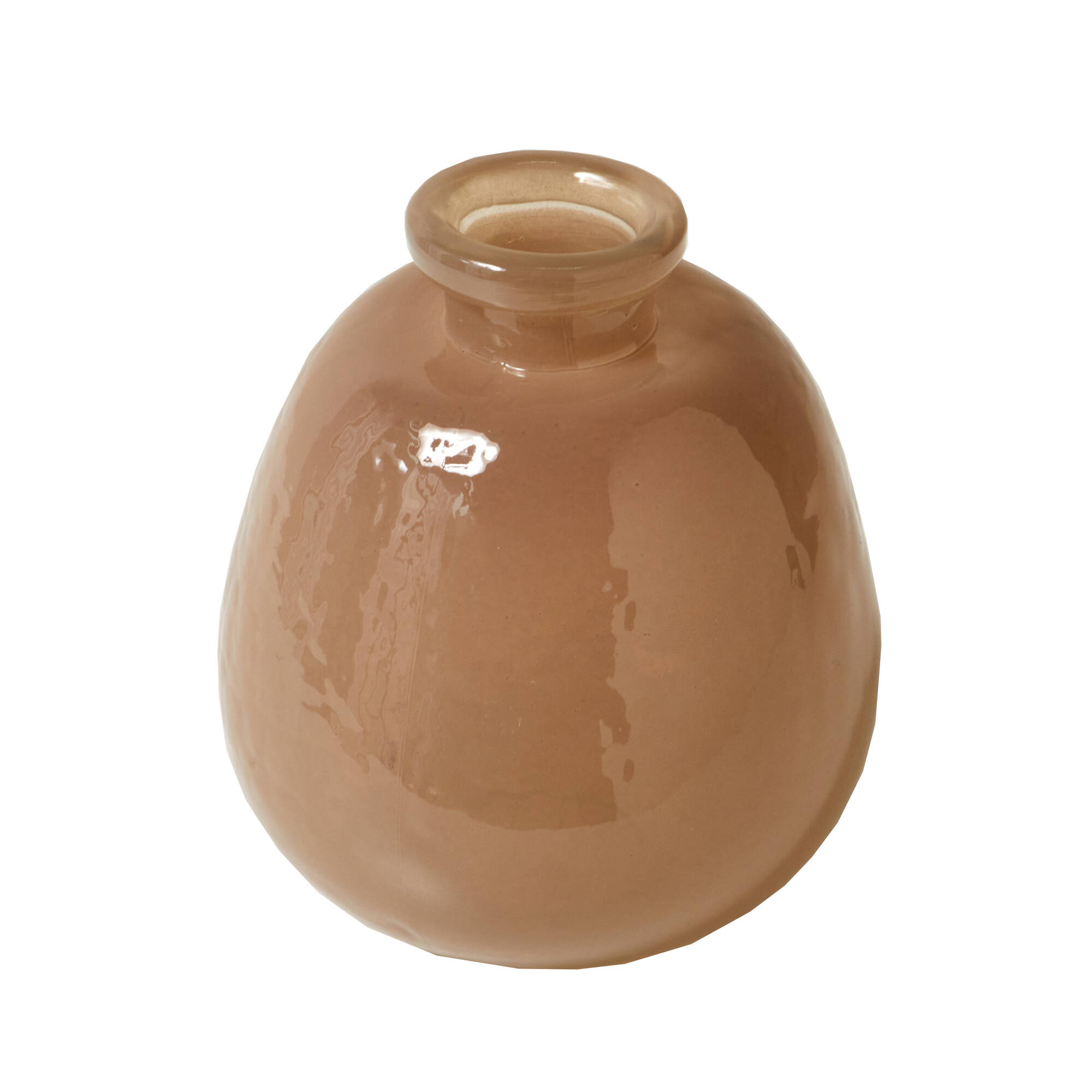 Vase taupe en verre semi-opaque