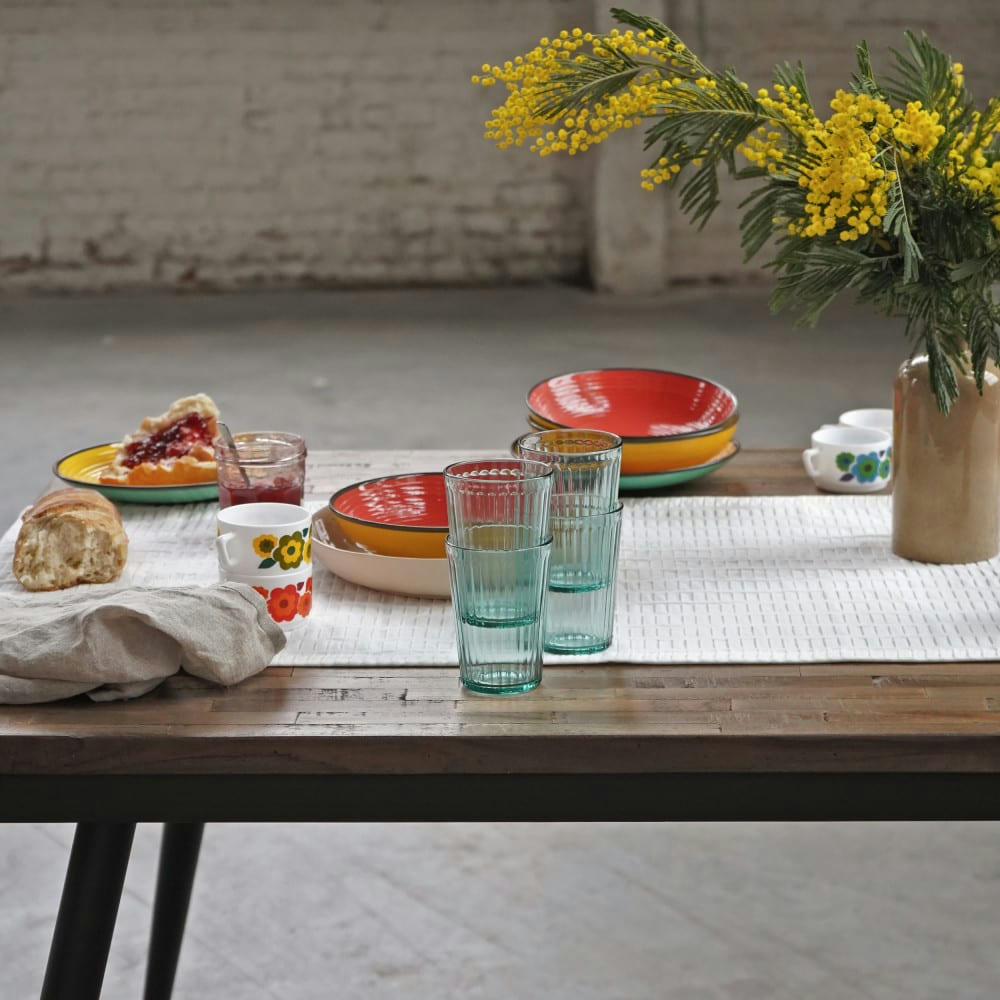 RANGGO - Table à manger en métal et teck recyclé 180x90cm