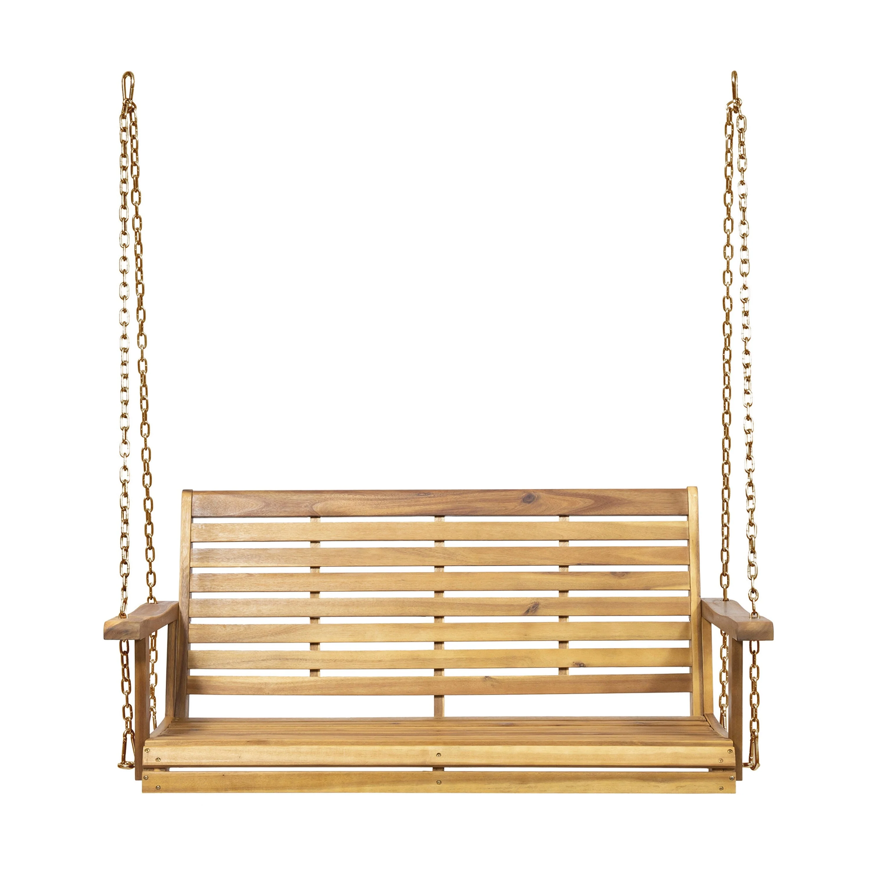 Tasmania Acacia Wood Porch Swing - 50 Teak Outdoor Swing with 800lb Capacity