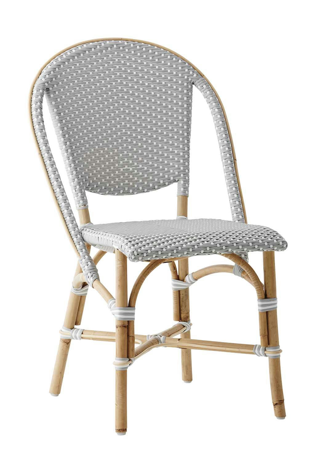 SOFIE - Chaise repas empilable en rotin et fibre synthétique gris