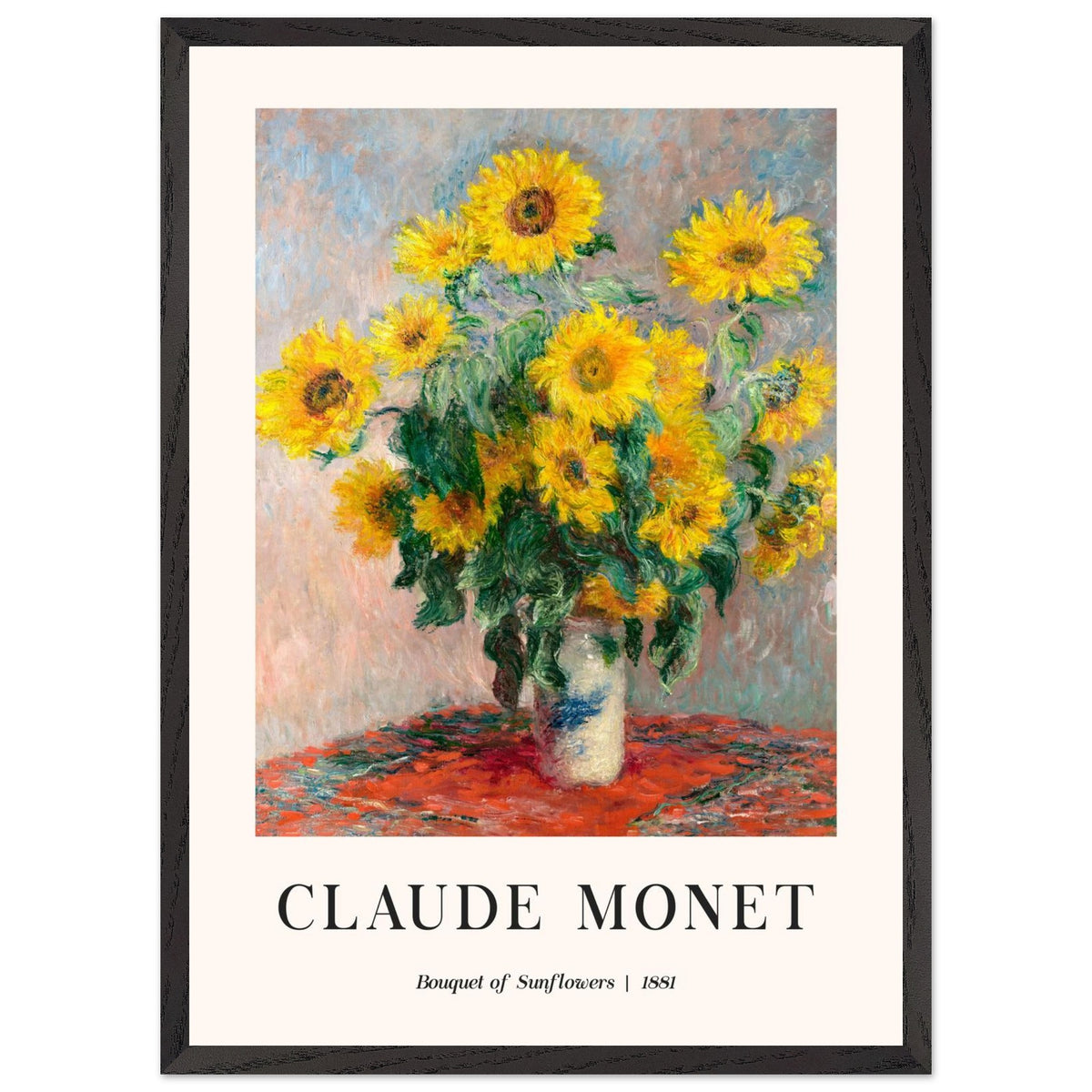 Artfulprints Poster met Lijst Claude Monet - Bouquet of sunflowers  - 50x70 cm - Geel