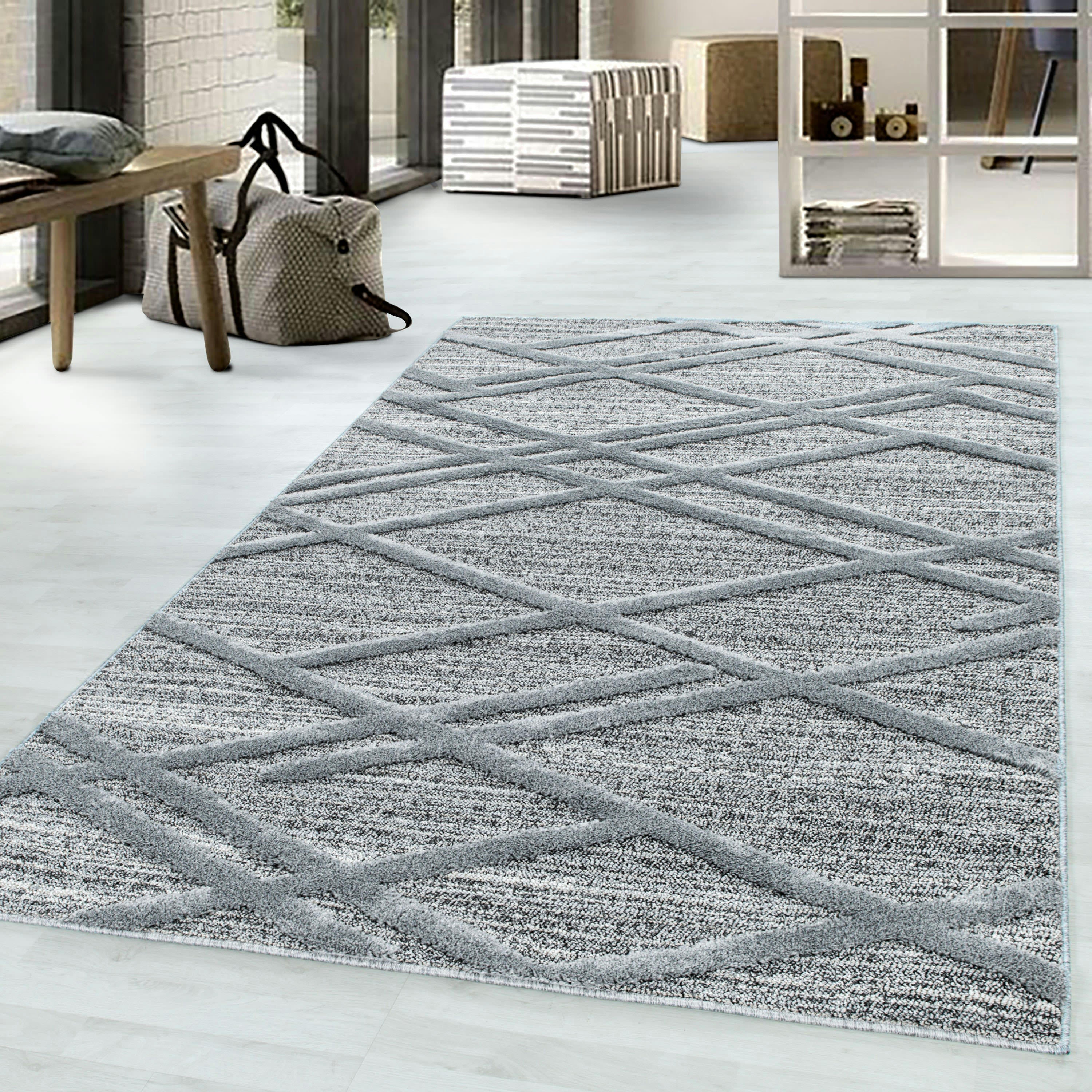 BOHEME - Tapis bohème à relief gris 140x200cm