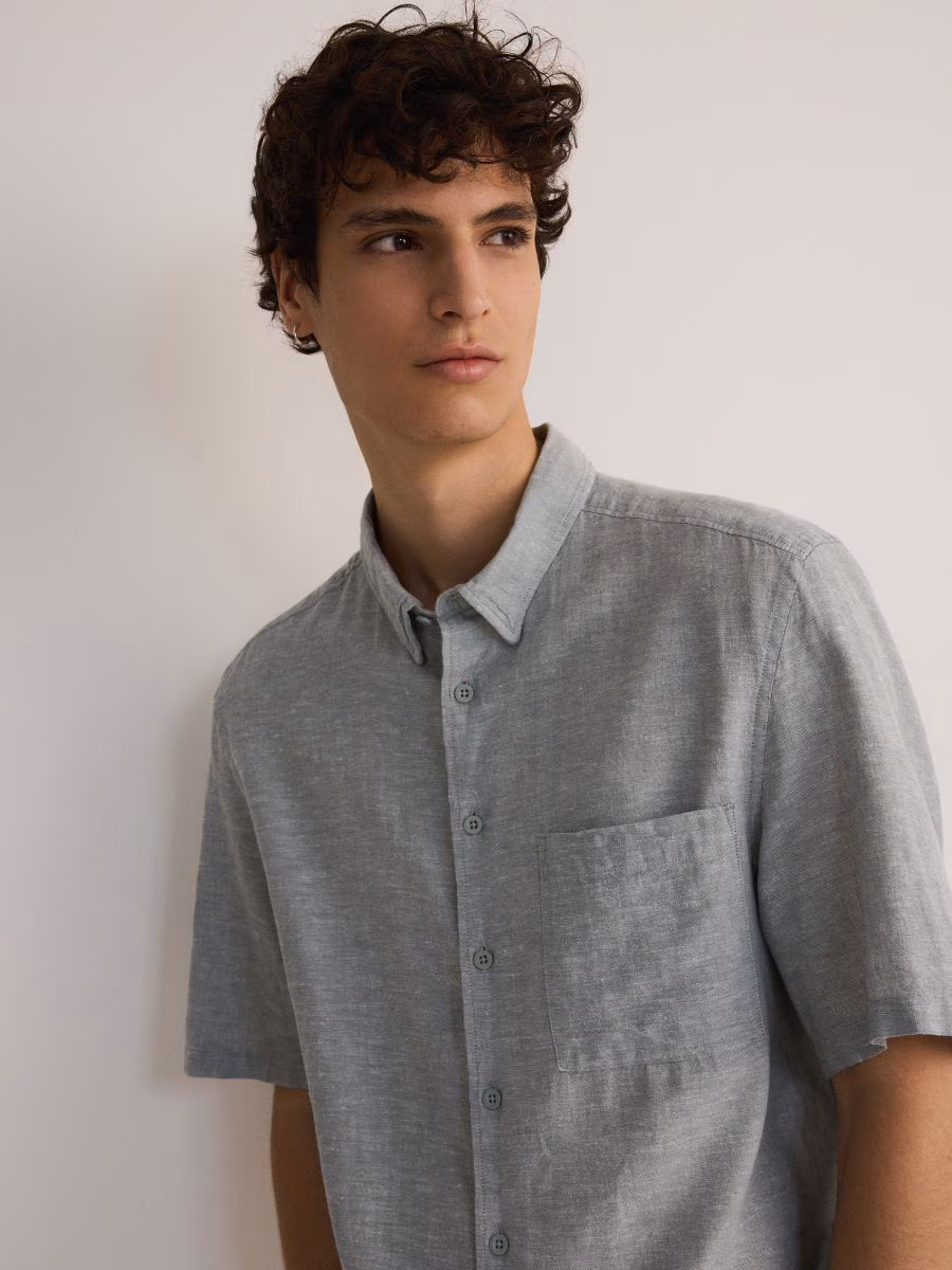 Regular Fit Linen Rich Shirt
