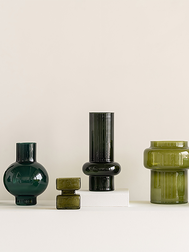 Vase olive verre recycle d20.5 h25cm - u... olive
