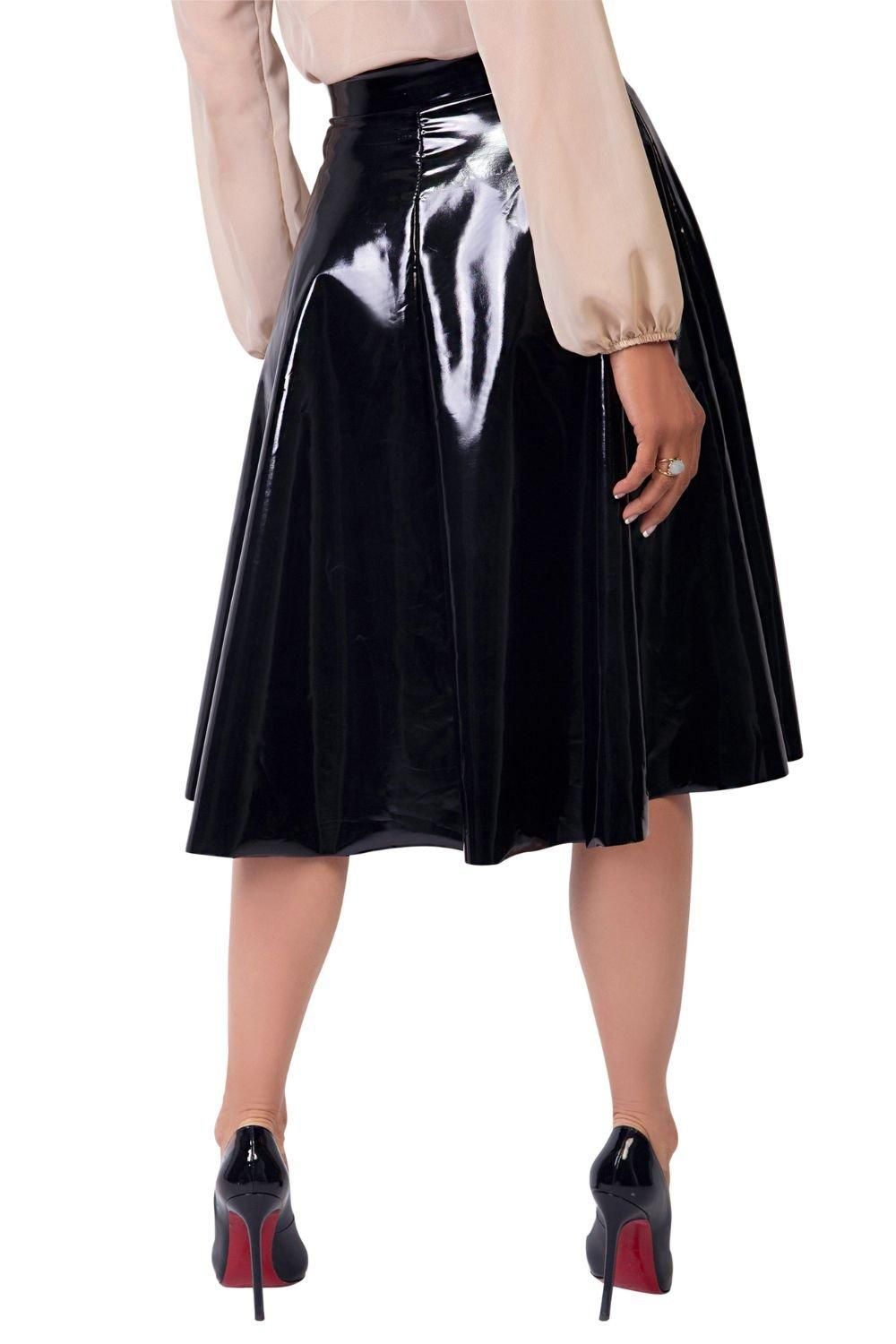 KRISP PVC High Waisted Full Midi Skirt