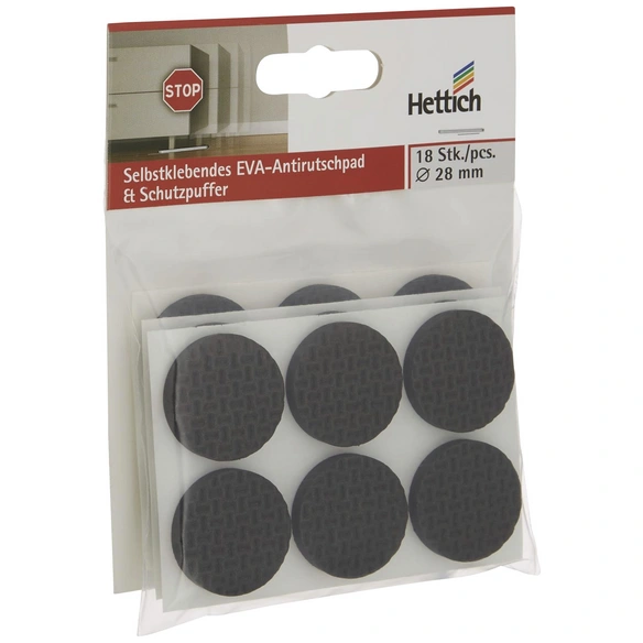 Antirutschpad, rund, Selbstklebend, schwarz, Ø 28 x 5 mm