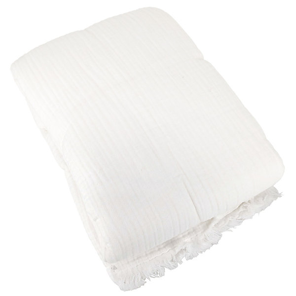 Couvre-lit 260x240 cm coton collection PAROS blanc neige