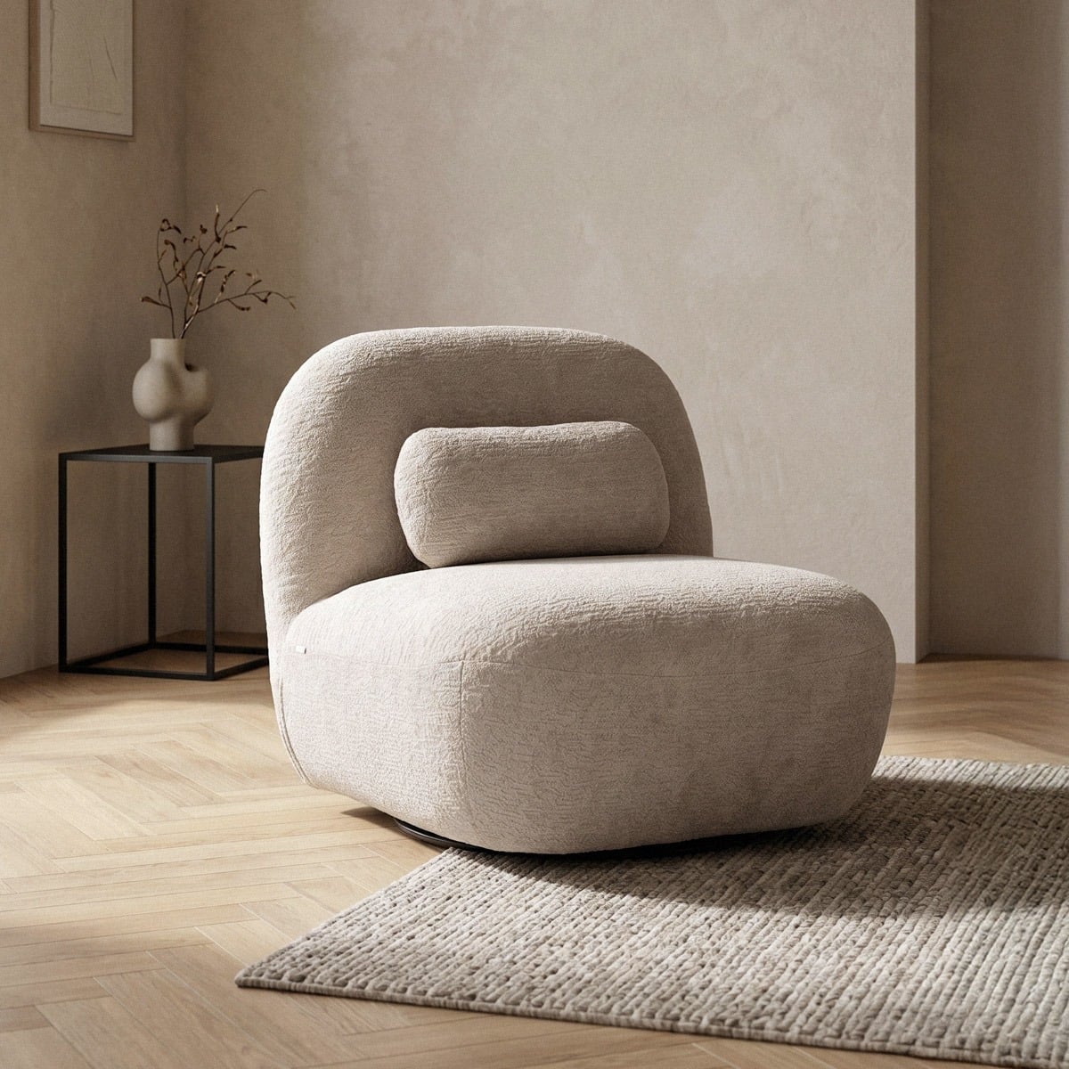 Fotel NORDVIK obrotowy beżowy 83x87x75 cm