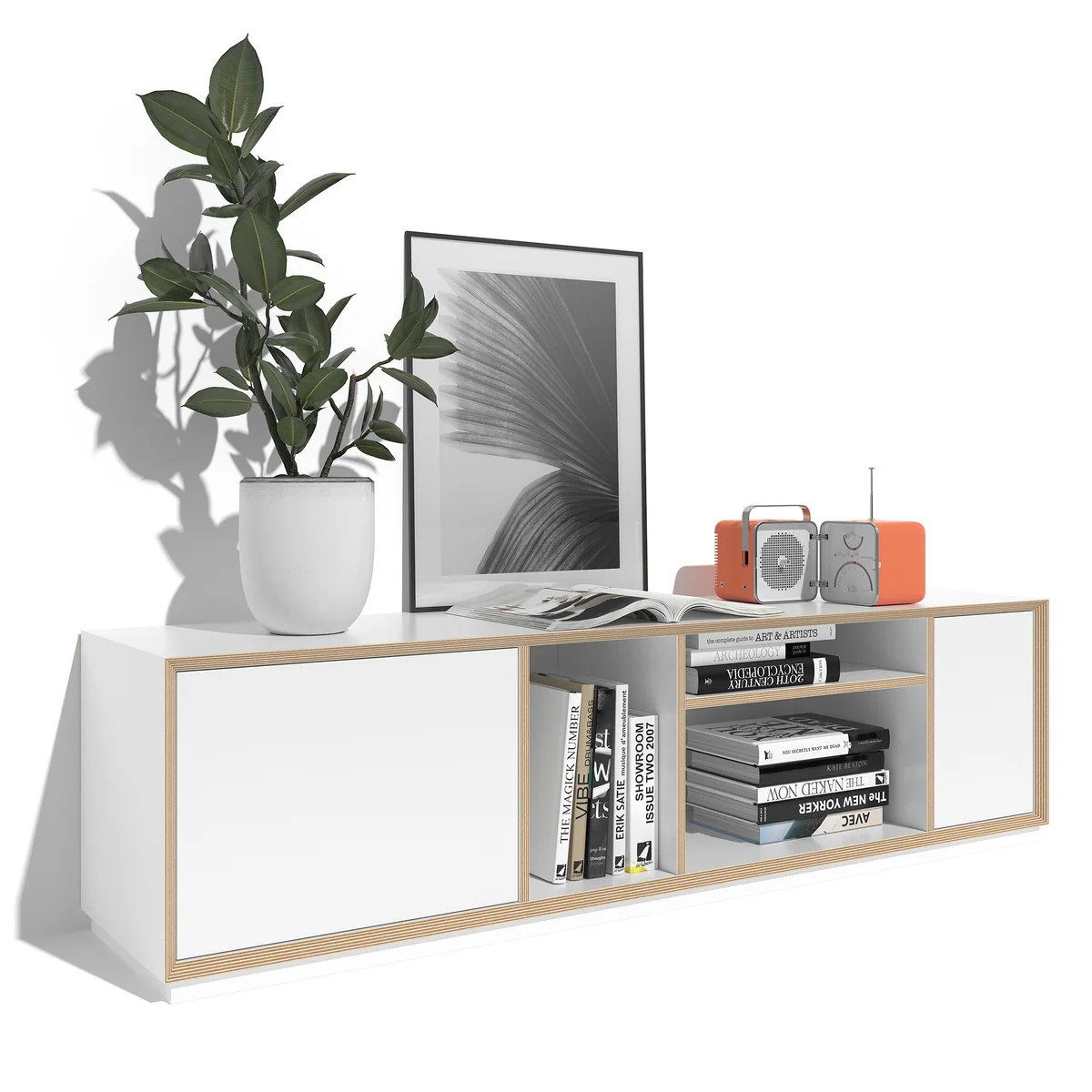 Müller Small Living - Vertiko Wide Sideboard, Two, CPL weiß / Birke