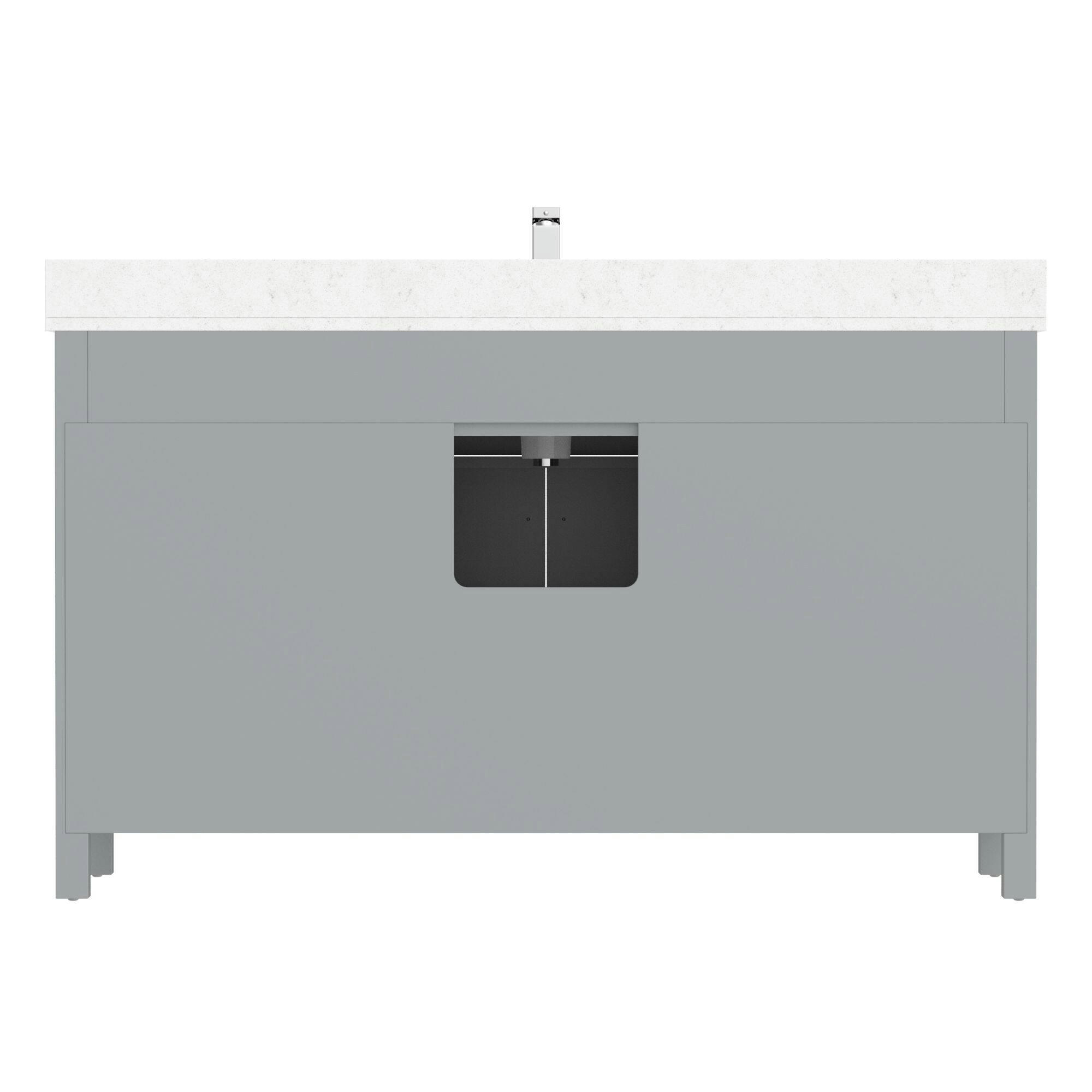 Urban Bathe Terrence Undermount Single Sink Stone Top Bathroom Vanity with Drawer & Cabinet Organizer, Oxford Grey, 60-in