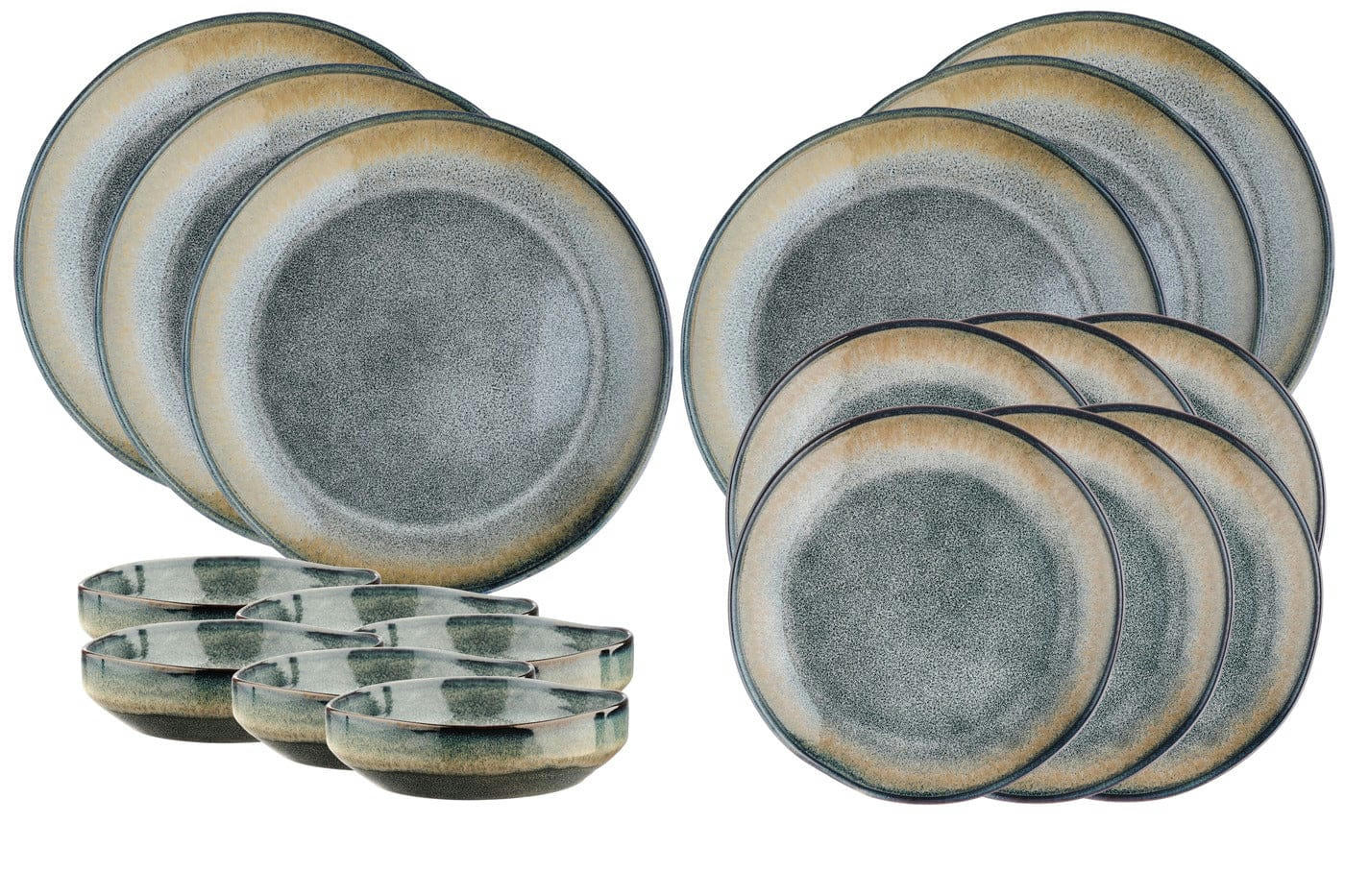 GENESIS - Set vaisselle 18 pièces en grès gris