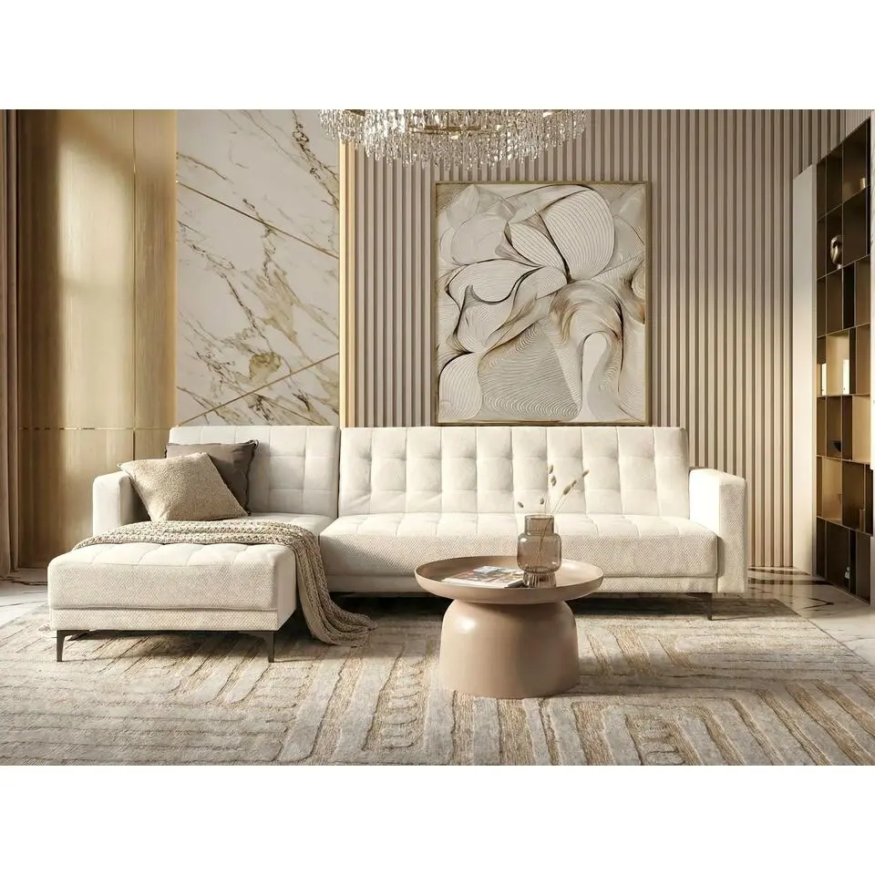 ABERDEEN - Hoekbank - Off-white - Rechtszijdig - Stof