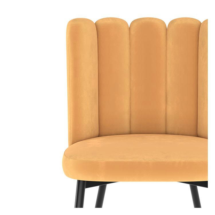 ROSY - Chaise en velours jaune et pieds en métal (lot de 2)