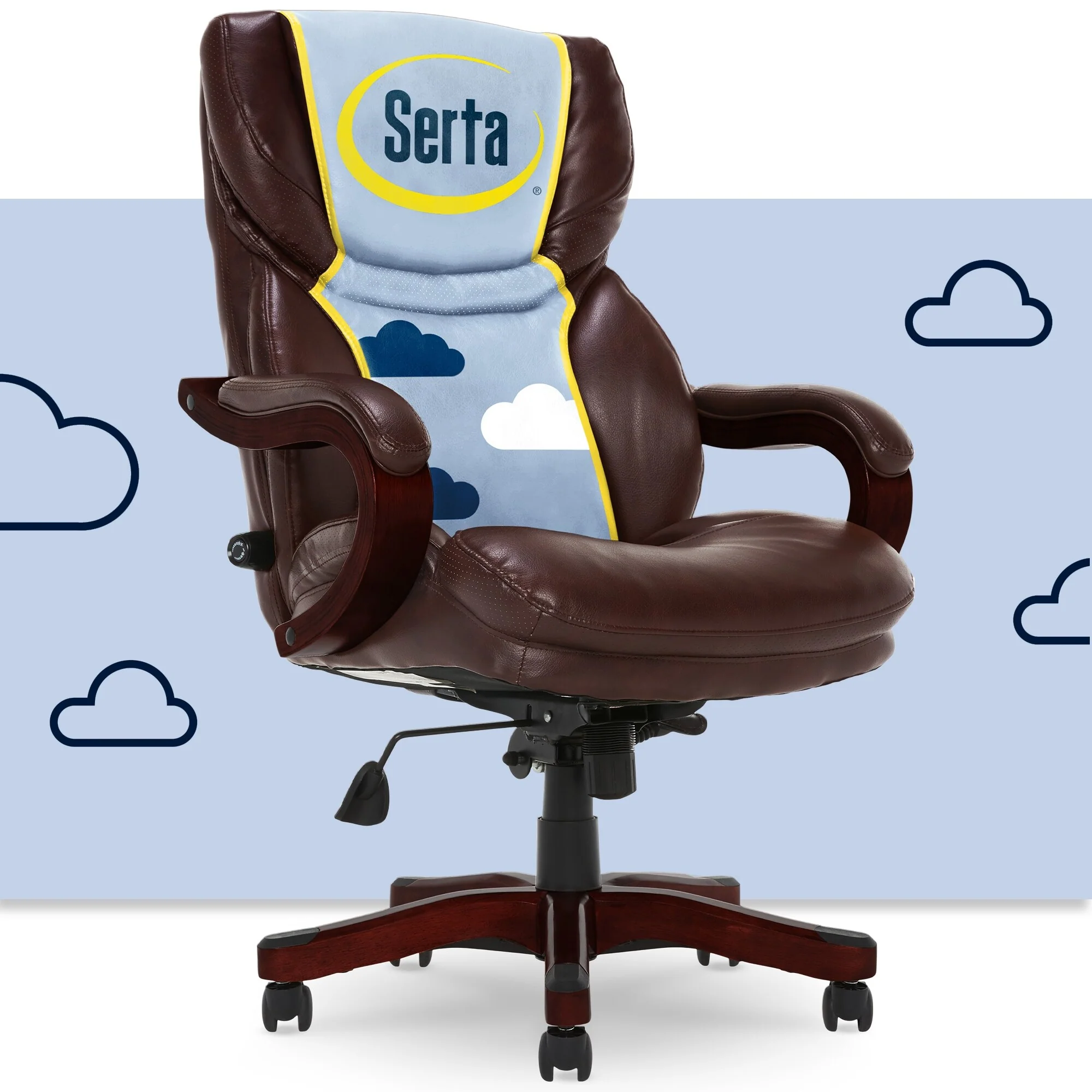 Serta® Conway Big & Tall Executive Office Chair, Ergonomic High-Back with Adjustable Lumbar, Semi Plush Cushion