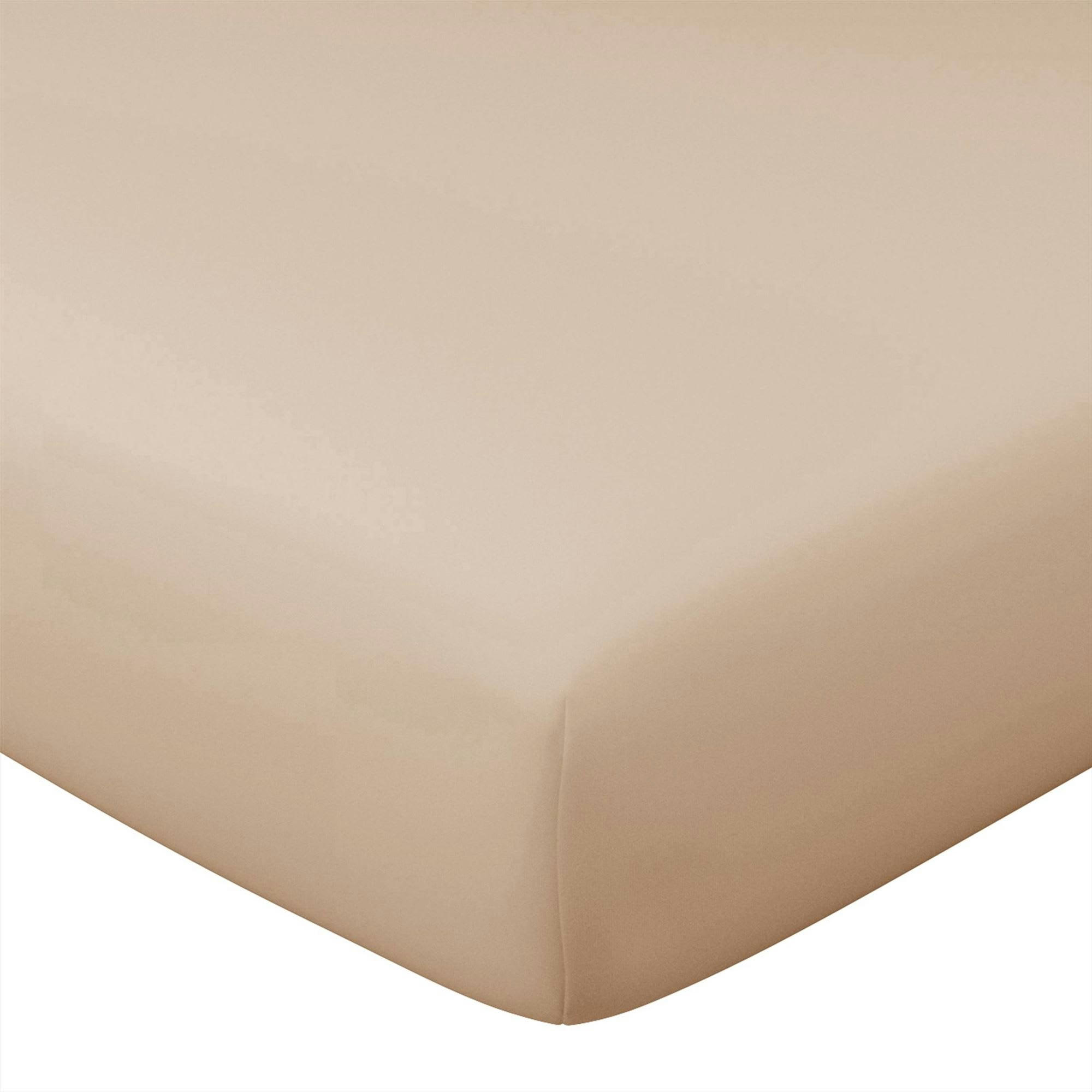 PERCALE 2015 - Drap-housse 90x200x28 beige sable en coton