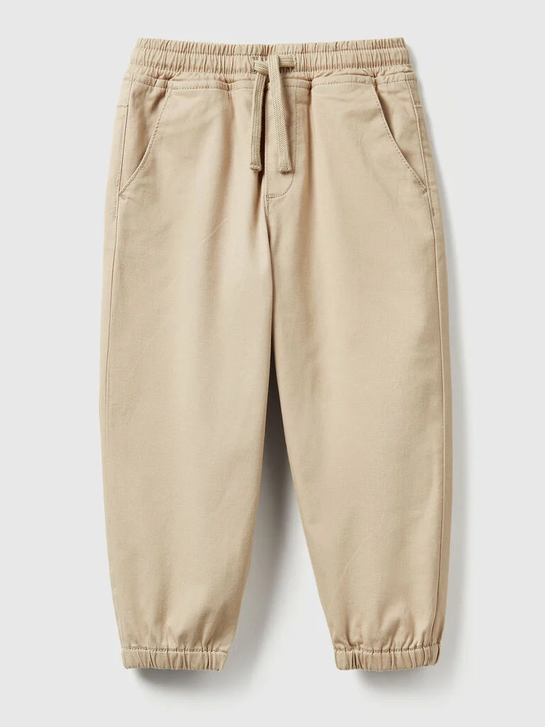 Stretch cotton joggers with drawstring