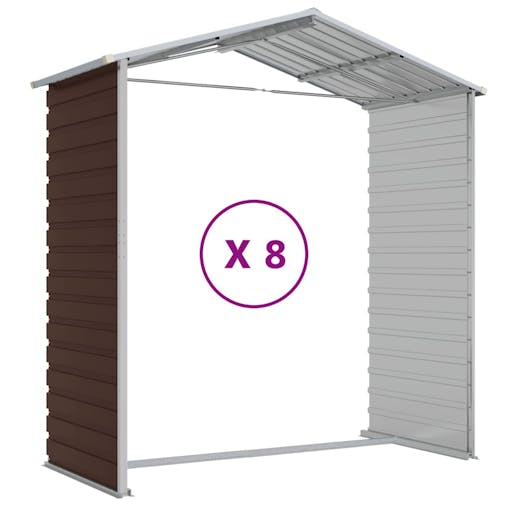 NNEVL Garden Shed Brown 191x725x198 cm Galvanised Steel