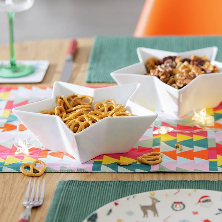 Habitat Star Porcelain 2 Piece Serving Bowls - White