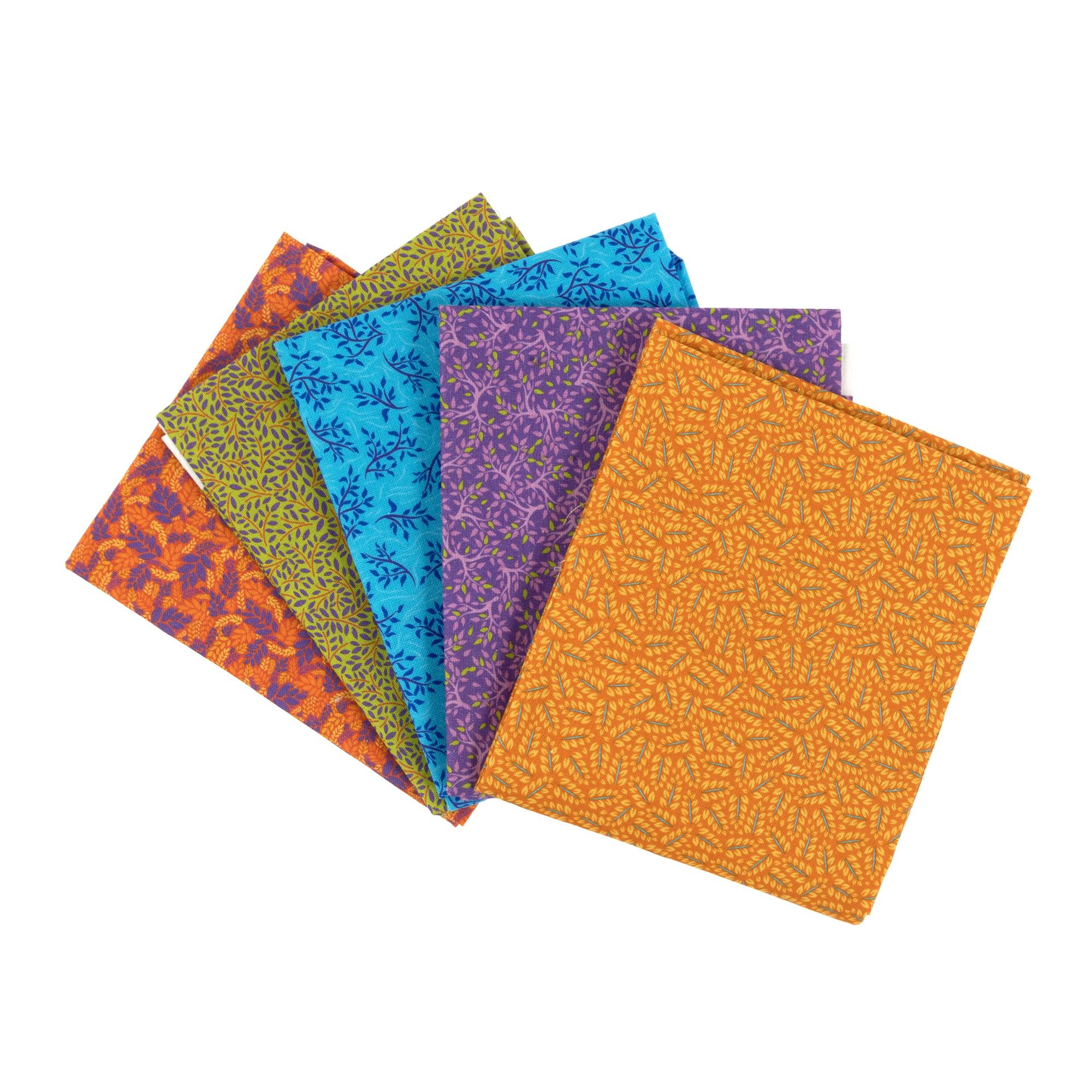 Bold Leaves Cotton Fat Quarters 5 Pack