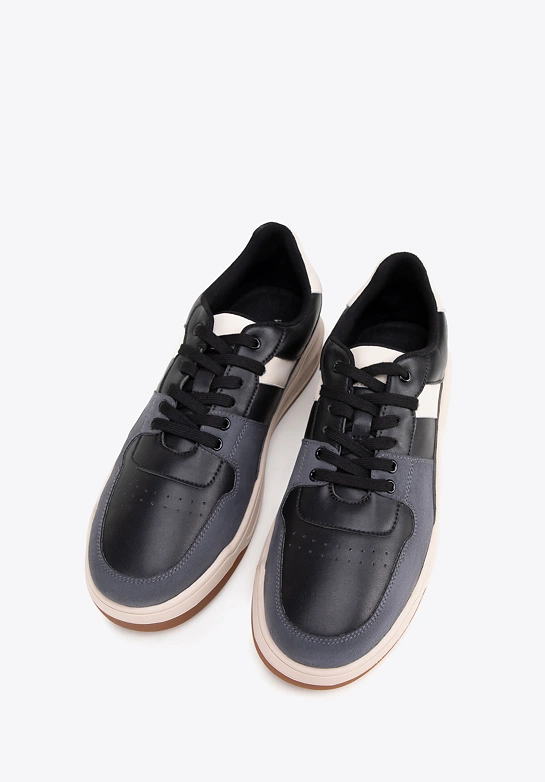 Męskie sneakersy z ekoskóry czarno - szare