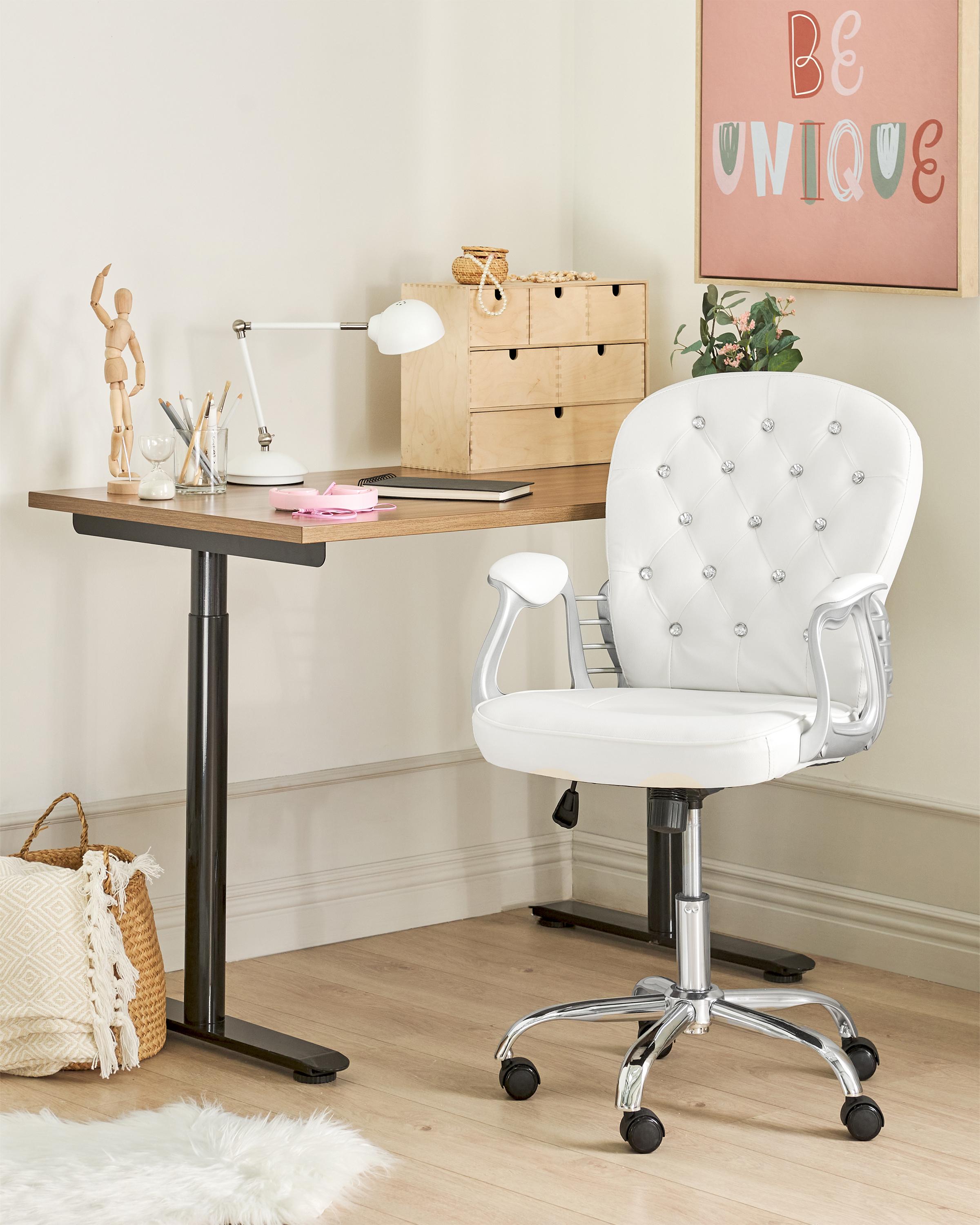 Desk Chair PRINCESS Faux Leather White