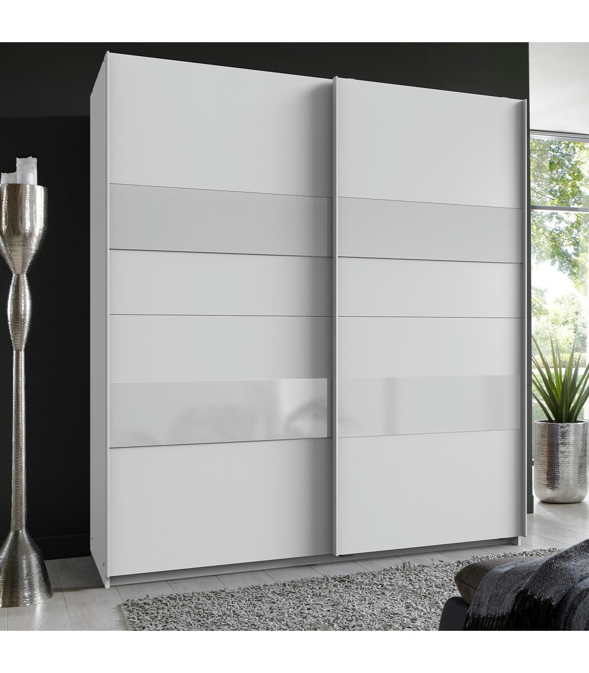 - Armoire 2 portes coulissantes avec insert - L180 cm